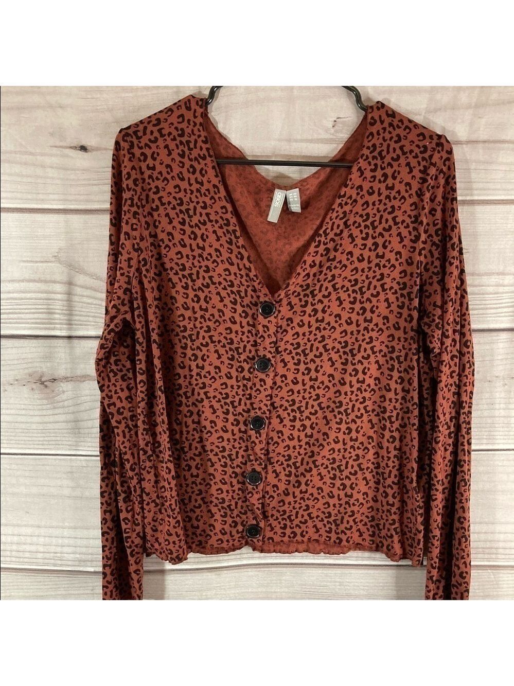 Asos Burnt Orange Leopard Print Button Up Top